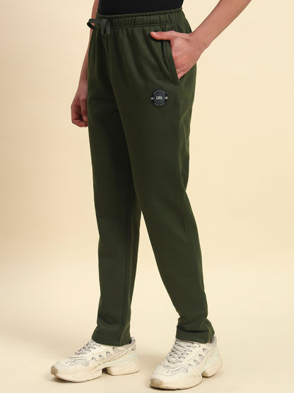 Track Pants for Men | Breathable & Soft with Color Fastness Regular Fit Fleece Fabric Solid Pattern Drawstring Closure