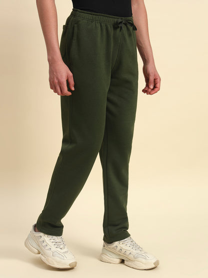 Track Pants for Men | Breathable & Soft with Color Fastness Regular Fit Fleece Fabric Solid Pattern Drawstring Closure