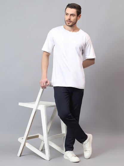 Men's Navy Blue Solid Track Pant