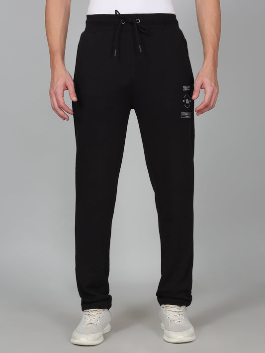 Men's Printed Black Regular Fit Casual Track Pant