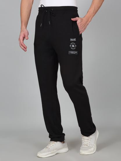 Men's Printed Black Regular Fit Casual Track Pant