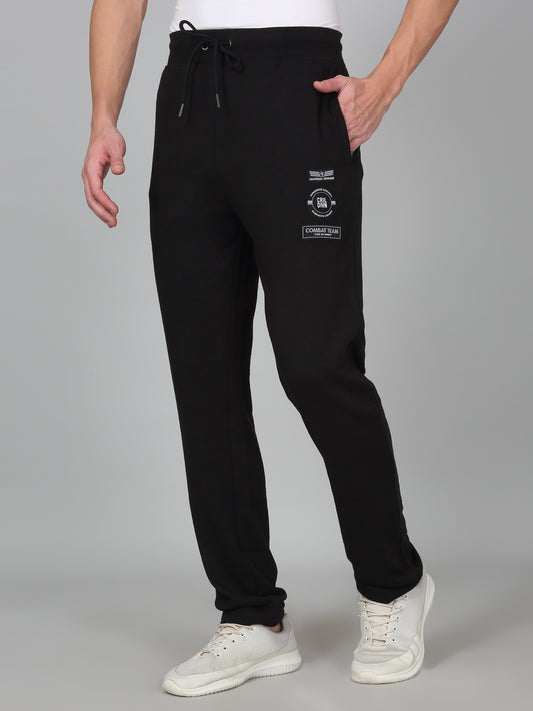 Men's Printed Black Regular Fit Casual Track Pant