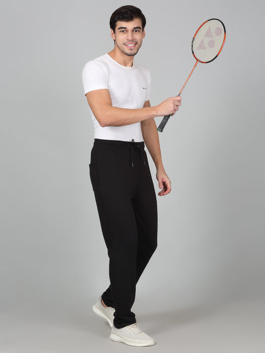 Men's Printed Black Regular Fit Casual Track Pant