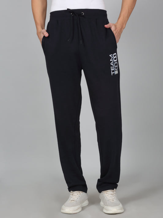 Men's Printed Navy Blue Regular Fit Casual Track Pant