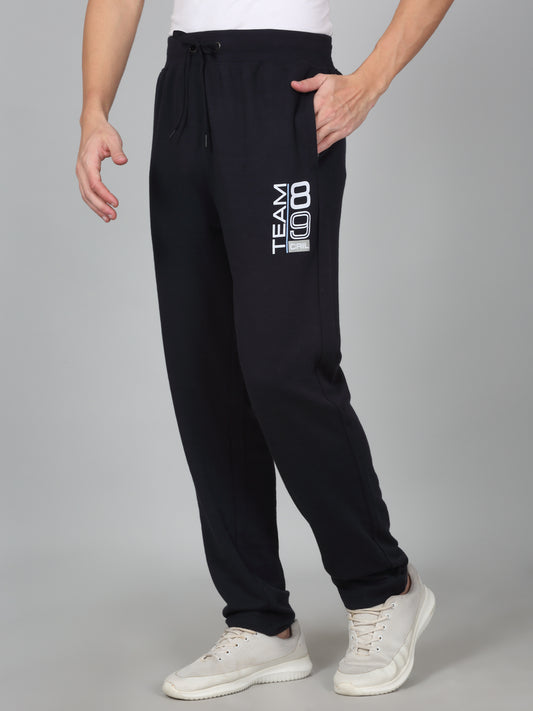 Men's Printed Navy Blue Regular Fit Casual Track Pant