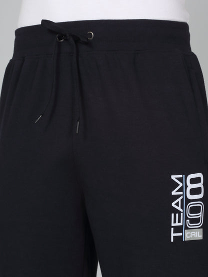 Men's Printed Navy Blue Regular Fit Casual Track Pant
