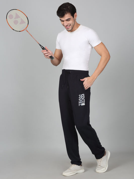 Men's Printed Navy Blue Regular Fit Casual Track Pant