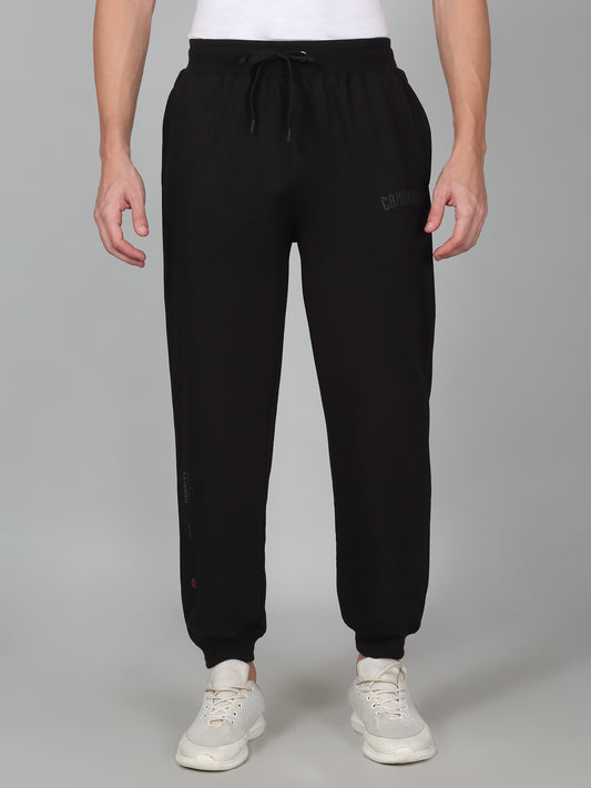Men's Printed Black Regular Fit Casual Track Pant