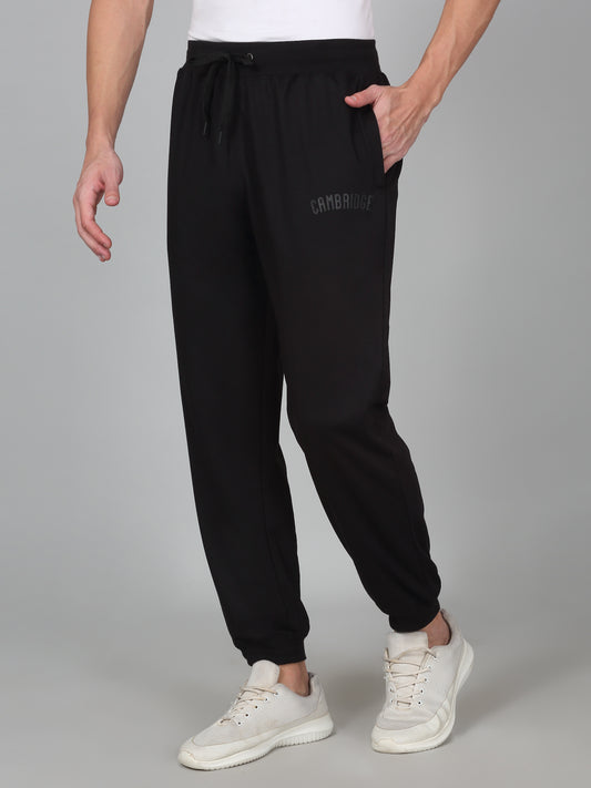 Men's Printed Black Regular Fit Casual Track Pant