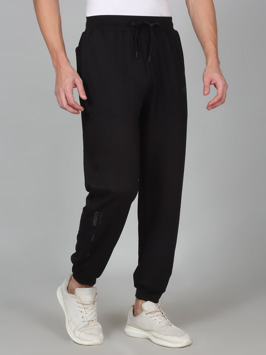 Men's Printed Black Regular Fit Casual Track Pant