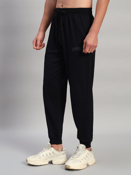 Men's Solid Navy Blue Regular Fit Casual Track Pant