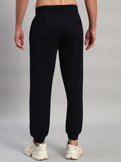 Men's Solid Navy Blue Regular Fit Casual Track Pant
