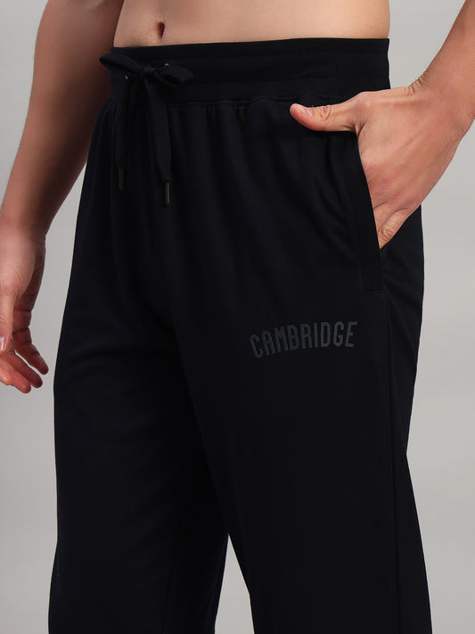 Men's Solid Navy Blue Regular Fit Casual Track Pant