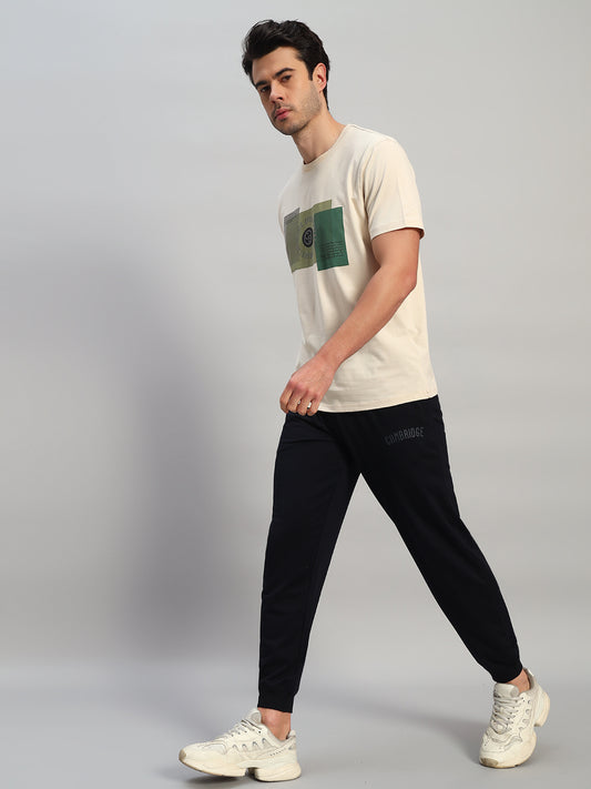 Men's Solid Navy Blue Regular Fit Casual Track Pant