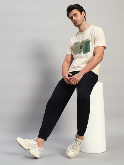 Men's Solid Navy Blue Regular Fit Casual Track Pant