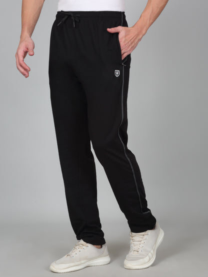 Men's Printed Black Regular Fit Casual Track Pant