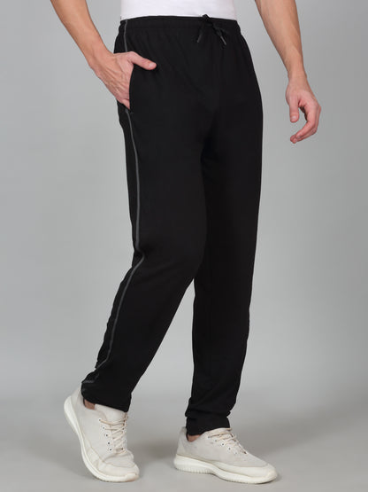 Men's Printed Black Regular Fit Casual Track Pant