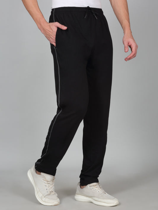 Men's Printed Black Regular Fit Casual Track Pant