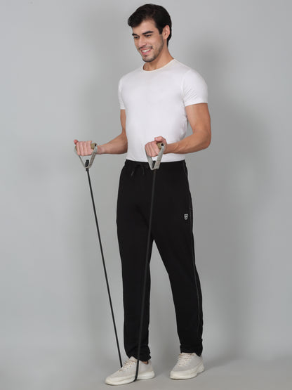 Men's Printed Black Regular Fit Casual Track Pant