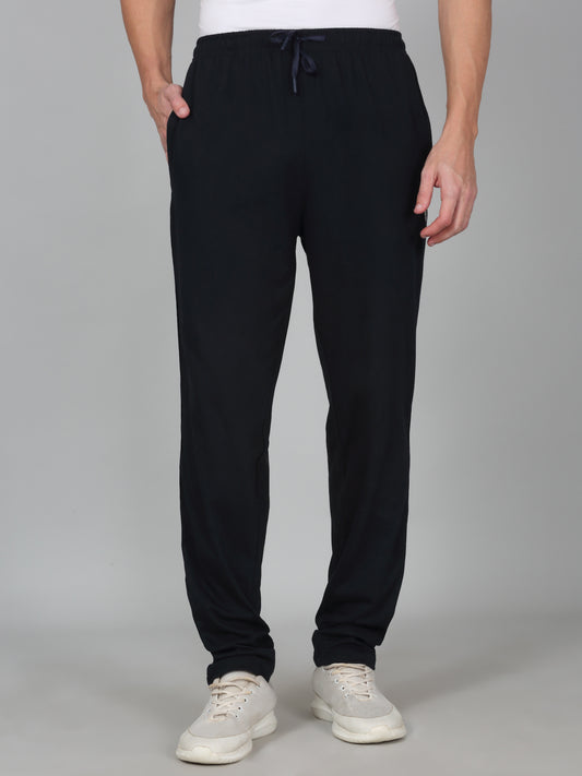 Men's Printed Navy Blue Regular Fit Casual Track Pant