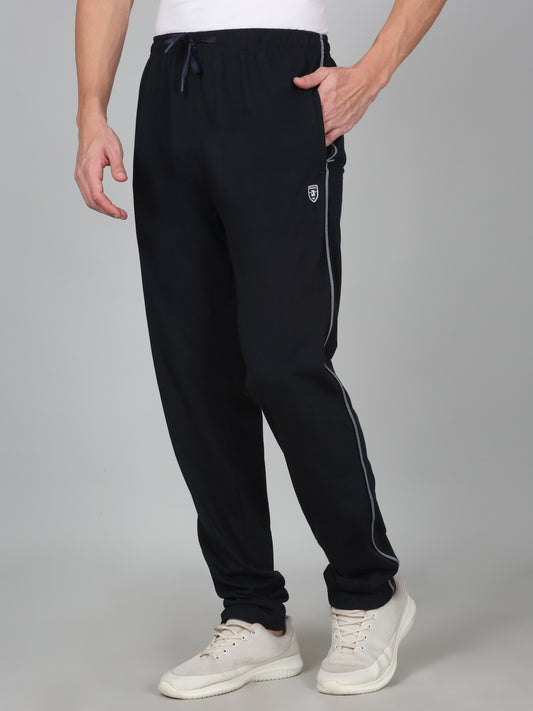 Men's Printed Navy Blue Regular Fit Casual Track Pant