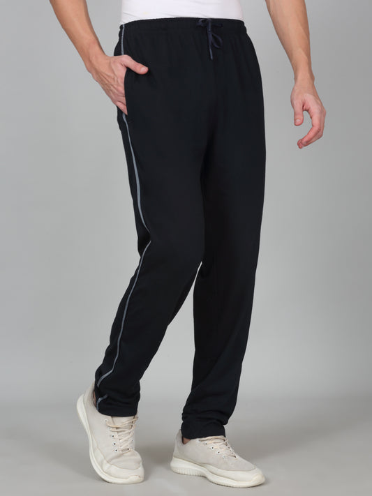 Men's Printed Navy Blue Regular Fit Casual Track Pant