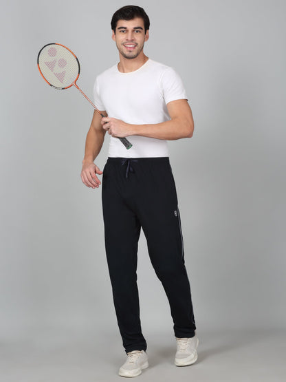 Men's Printed Navy Blue Regular Fit Casual Track Pant