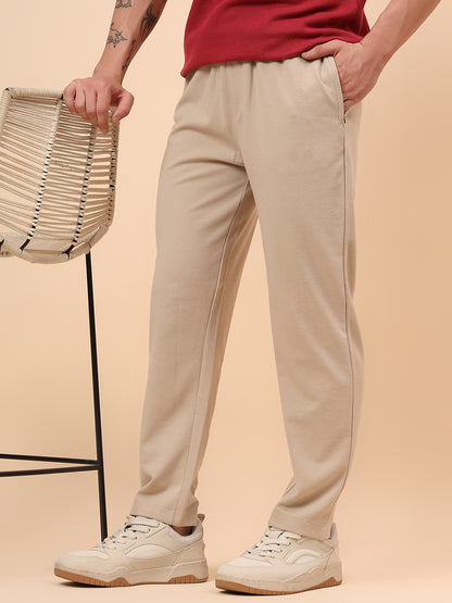 Men's Brown Solid Regular Fit Casual Track Pant