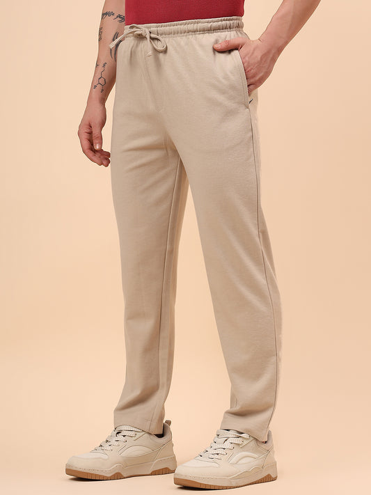 Men's Brown Solid Regular Fit Casual Track Pant