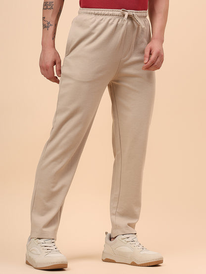 Men's Brown Solid Regular Fit Casual Track Pant