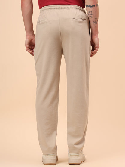 Men's Brown Solid Regular Fit Casual Track Pant