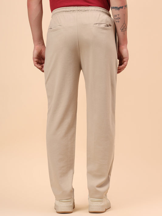 Men's Brown Solid Regular Fit Casual Track Pant
