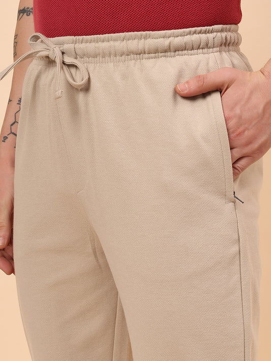 Men's Brown Solid Regular Fit Casual Track Pant