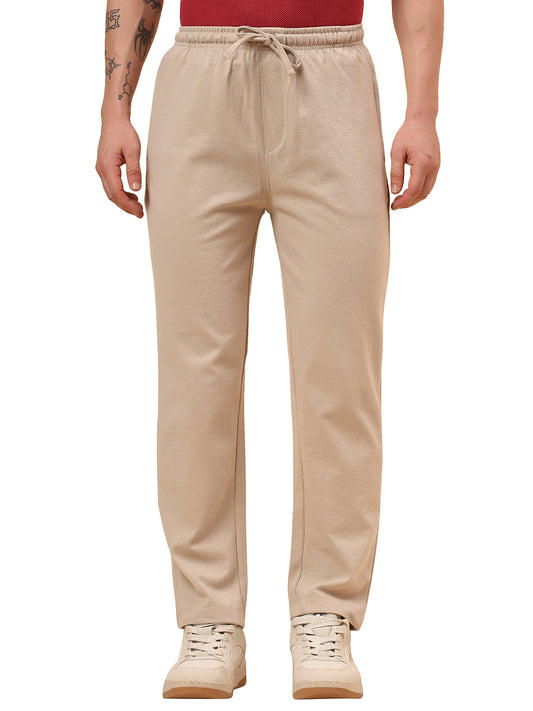 Men's Brown Solid Regular Fit Casual Track Pant