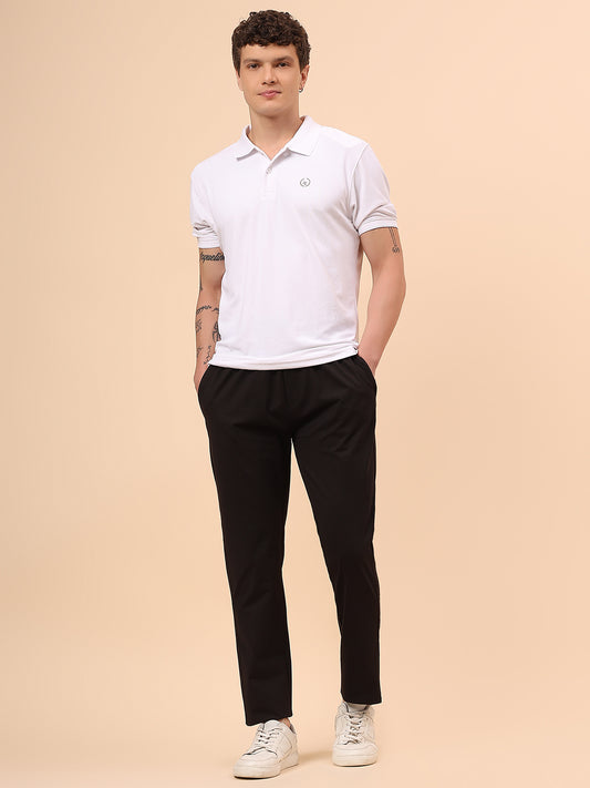 Men's Black Solid Regular Fit Casual Track Pant