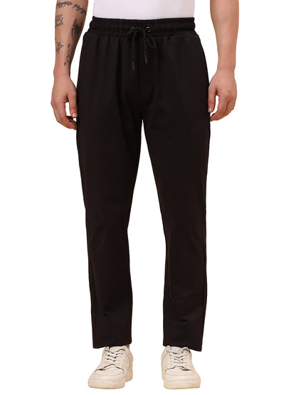 Men's Black Solid Regular Fit Casual Track Pant