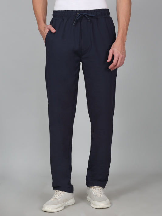 Men's Solid Navy Blue Regular Fit Casual Track Pant