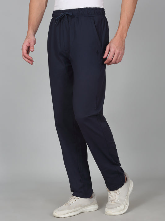 Men's Solid Navy Blue Regular Fit Casual Track Pant