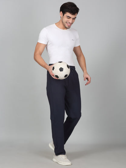 Men's Solid Navy Blue Regular Fit Casual Track Pant