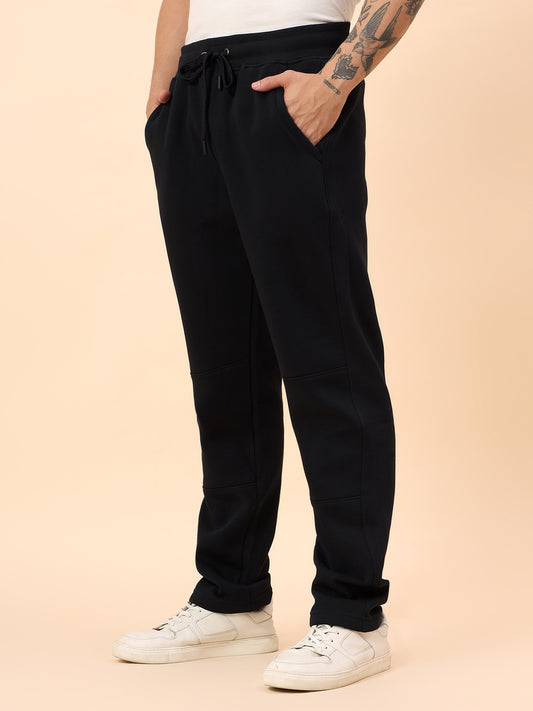 Track Pants for Men | Breathable & Soft with Color Fastness Regular Fit Poly Cotton Fabric Solid Pattern Drawstring Closure