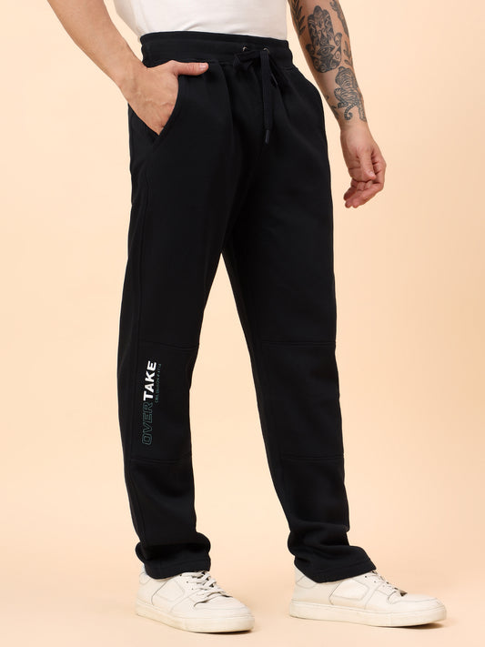 Track Pants for Men | Breathable & Soft with Color Fastness Regular Fit Poly Cotton Fabric Solid Pattern Drawstring Closure