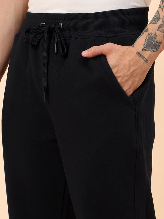 Track Pants for Men | Breathable & Soft with Color Fastness Regular Fit Poly Cotton Fabric Solid Pattern Drawstring Closure