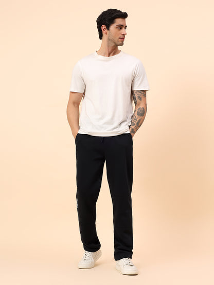 Track Pants for Men | Breathable & Soft with Color Fastness Regular Fit Poly Cotton Fabric Solid Pattern Drawstring Closure