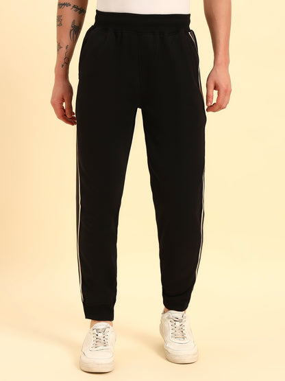 Track Pants for Men | Breathable & Soft with Color Fastness Regular Fit Poly Cotton Fabric Solid Pattern Drawstring Closure