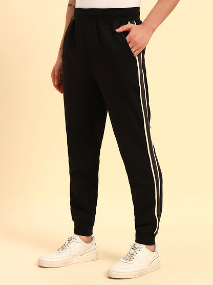 Track Pants for Men | Breathable & Soft with Color Fastness Regular Fit Poly Cotton Fabric Solid Pattern Drawstring Closure