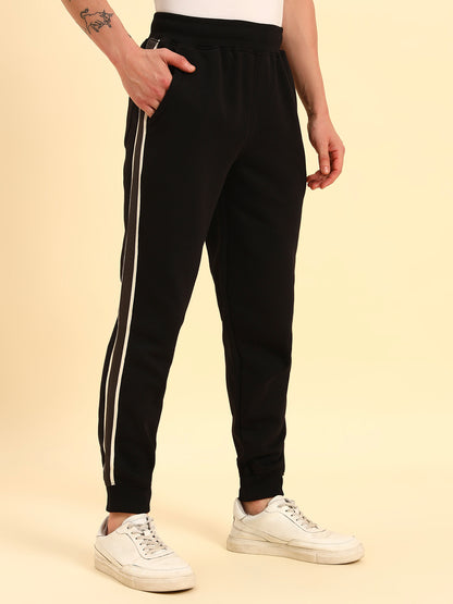 Track Pants for Men | Breathable & Soft with Color Fastness Regular Fit Poly Cotton Fabric Solid Pattern Drawstring Closure