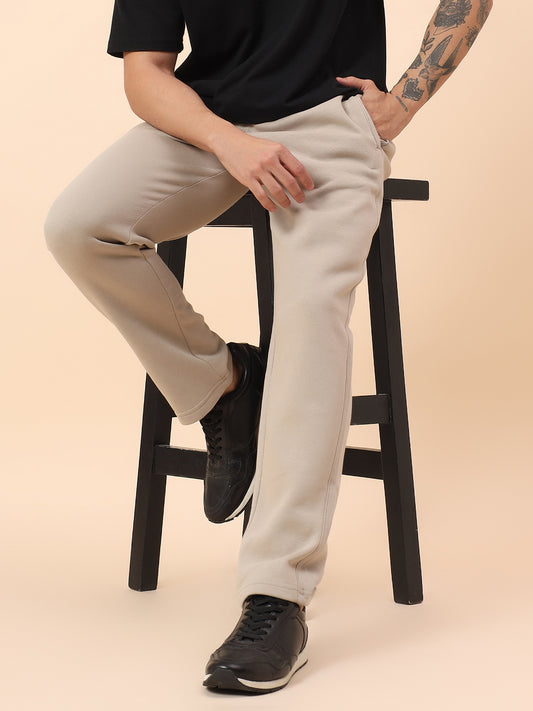 Track Pants for Men | Breathable & Soft with Color Fastness Regular Fit Fleece Fabric Solid Pattern Drawstring Closure