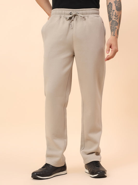 Track Pants for Men | Breathable & Soft with Color Fastness Regular Fit Fleece Fabric Solid Pattern Drawstring Closure