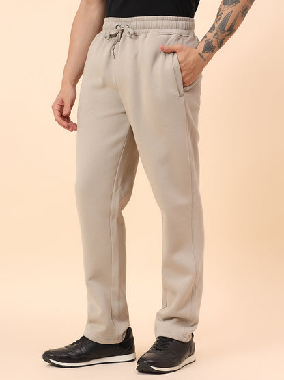 Track Pants for Men | Breathable & Soft with Color Fastness Regular Fit Fleece Fabric Solid Pattern Drawstring Closure