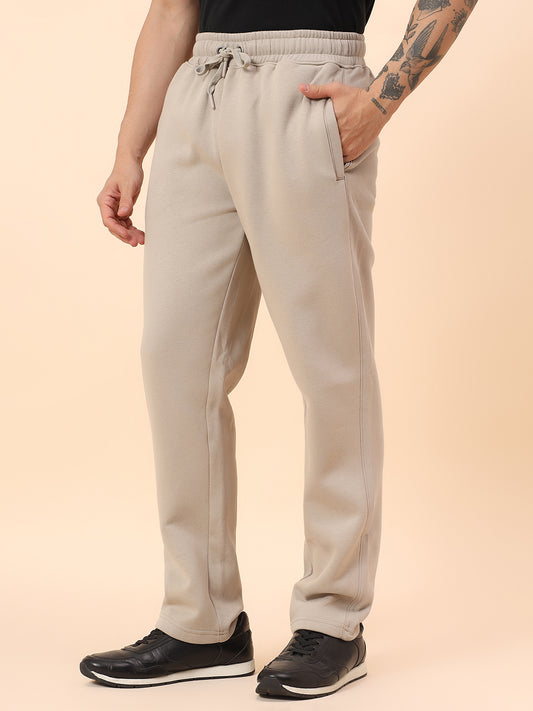 Track Pants for Men | Breathable & Soft with Color Fastness Regular Fit Fleece Fabric Solid Pattern Drawstring Closure